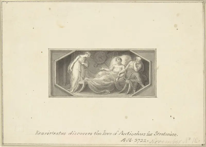 Erasistratus discovers the love of Antiochus for Stratonice Wall Art by Edward Francis Burney - High-Resolution Digital Print
