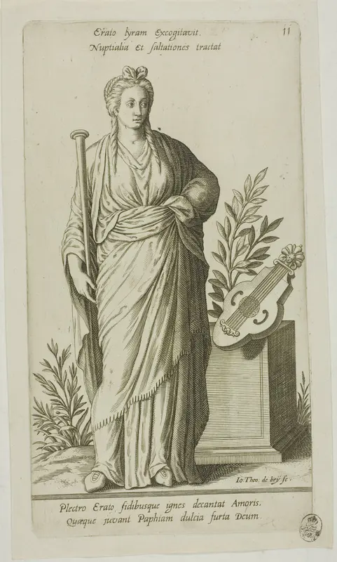 Erato, Muse of Lyric Poetry, plate 11 from Parnassus Biceps Wall Art by Johann Theodor de Bry - High-Resolution Digital Print