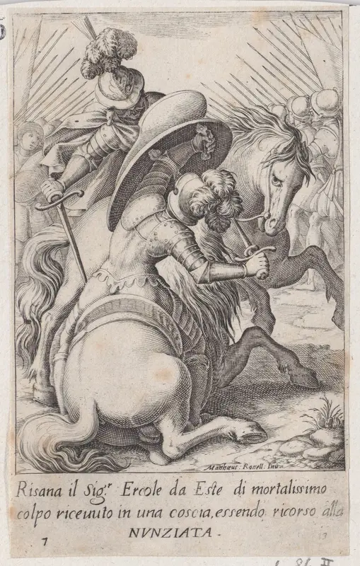 Ercole d'Este, from Scelta d'Alcuni Miracoli e Grazie della Santissima Nunziata di Firenze (Selection of Some Miracles and Graces that Occurred in the Church of the Annunziata in Florence) Wall Art by Jacques Callot - High-Resolution Digital Print