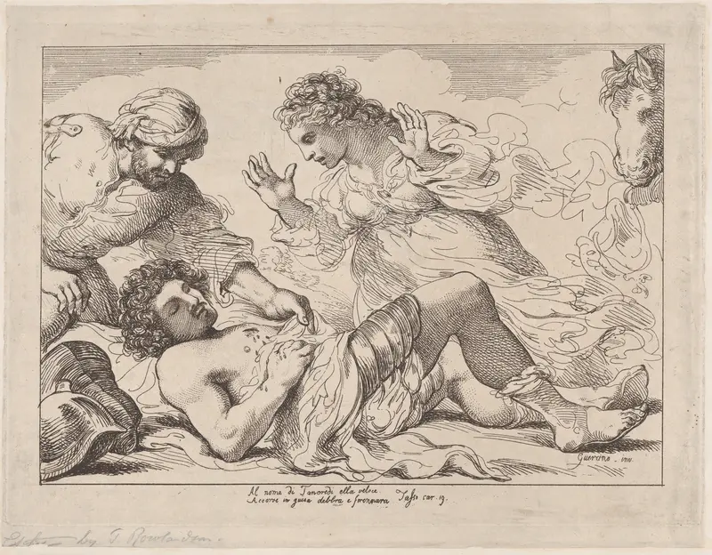 Erminia Discovers the Wounded Tancred (from Tasso, Gerusalemme Liberata) Wall Art by Thomas Rowlandson - High-Resolution Digital Print