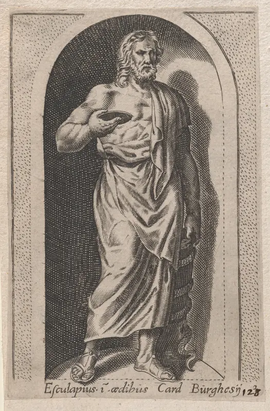 Esculapius (Esculapius in aedibus Card. Burghesij), from "Speculum Romanae Magnificentiae" Wall Art by Anonymous - High-Resolution Digital Print