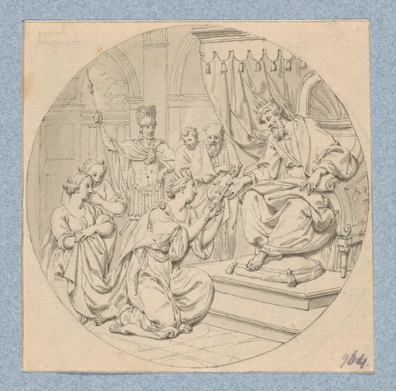 Esther voor Ahasverus (in doos met 43 tekeningen) Wall Art by Louis Fabritius Dubourg - High-Resolution Digital Print