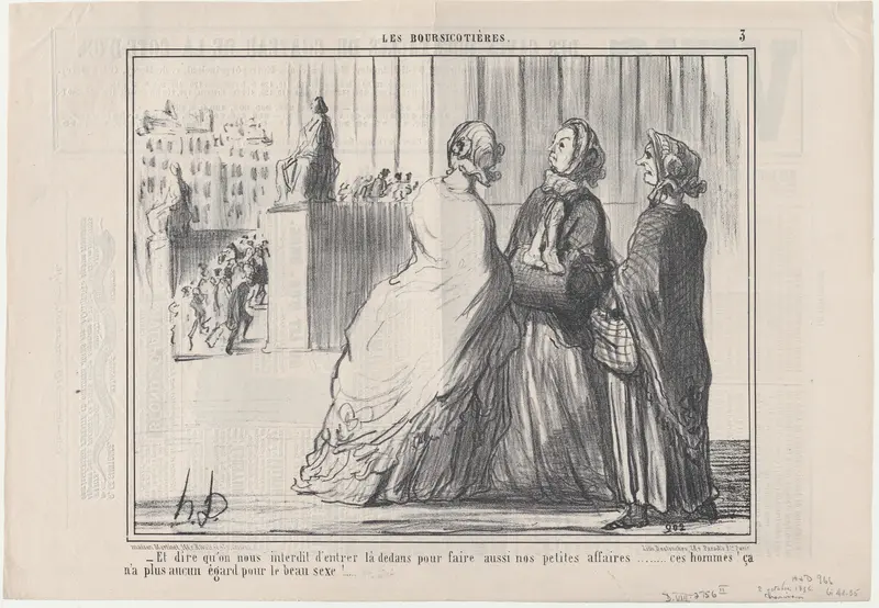 Et dire qu'on nous interdit d'entrer..., from Les Boursicotières, published in Le Charivari, October 2, 1856 Wall Art by Honoré Daumier - High-Resolution Digital Print