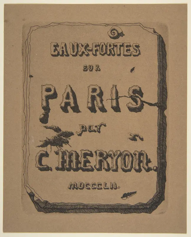 Etchings of Paris; Title page to the suite Wall Art by Charles Meryon - High-Resolution Digital Print