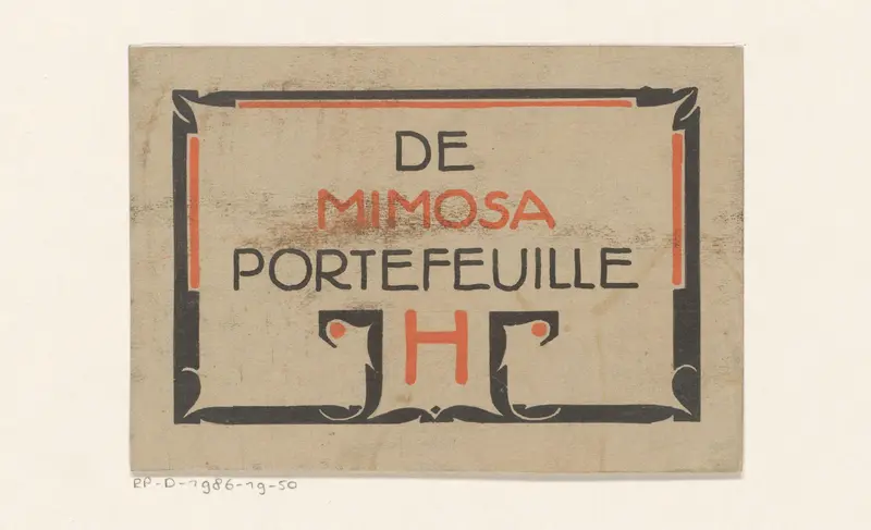 Etiket voor de Mimosa-portefeuille 'H' Wall Art by Reinier Willem Petrus de Vries (1874-1953) - High-Resolution Digital Print