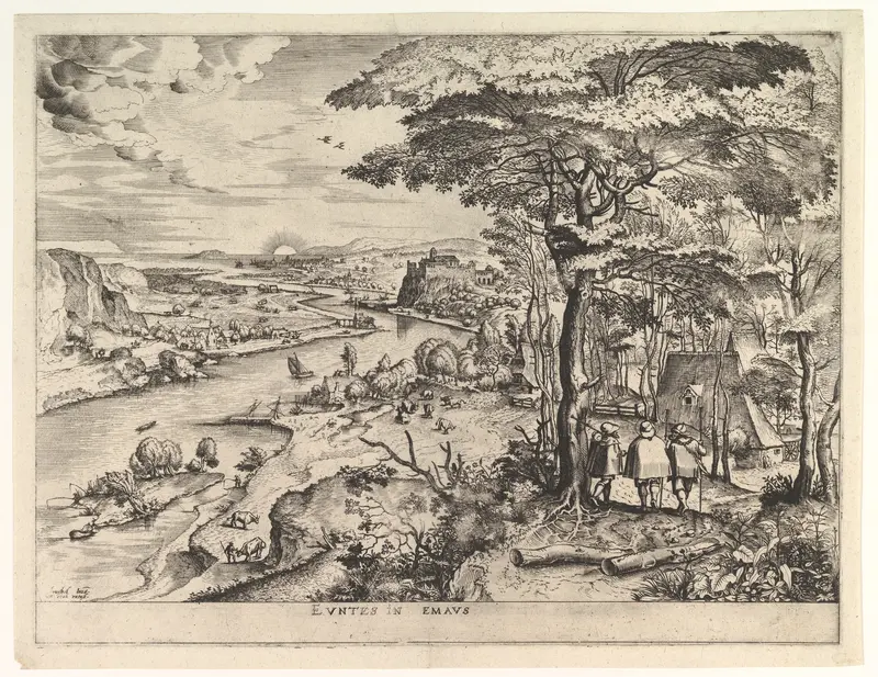 Euntes in Emaus (Landscape with Pilgrims at Emmaus), from "The Large Landscapes" Wall Art by Pieter Bruegel the Elder - High-Resolution Digital Print