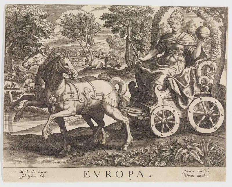 Europa, from "The Four Continents" Wall Art by Julius Goltzius - High-Resolution Digital Print