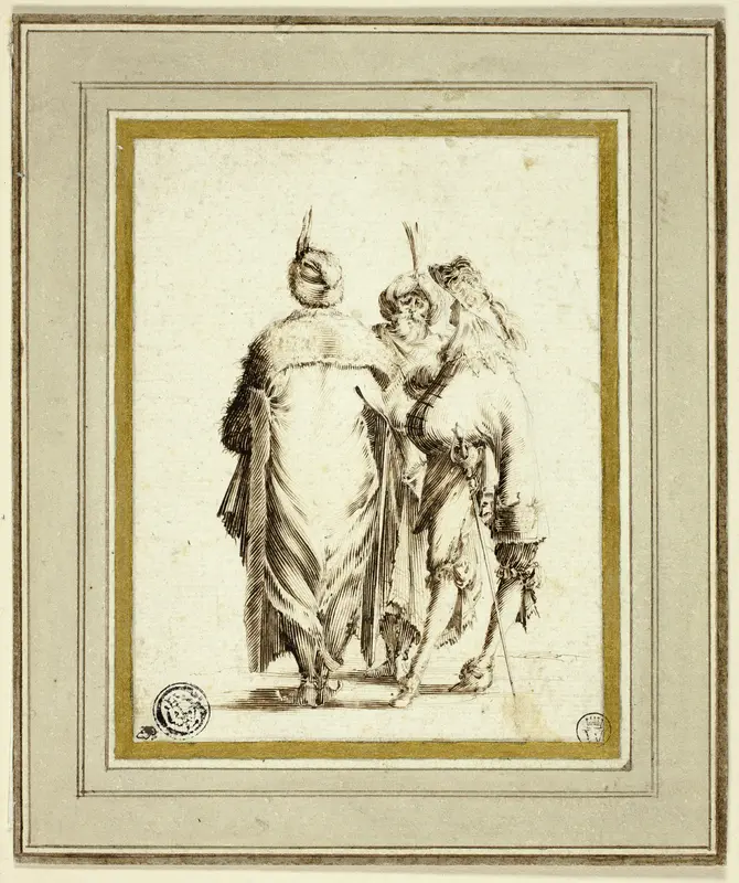 European Courtier and Two Turks, Conversing Wall Art by Stefano della Bella - High-Resolution Digital Print