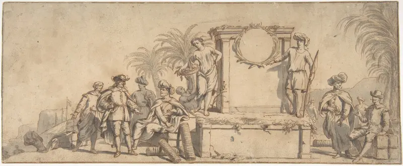 Europeans Engaging in Commerce and Trade in Asia Wall Art by Pieter Jacobsz. van Laer - High-Resolution Digital Print