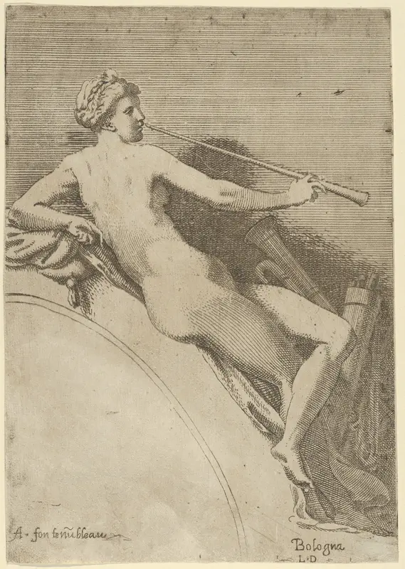 Euterpe, from "Twelve Muses and Goddesses" Wall Art by Léon Davent - High-Resolution Digital Print
