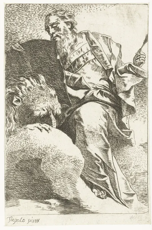 Evangelist Marcus met leeuw Wall Art by Unknown - High-Resolution Digital Print