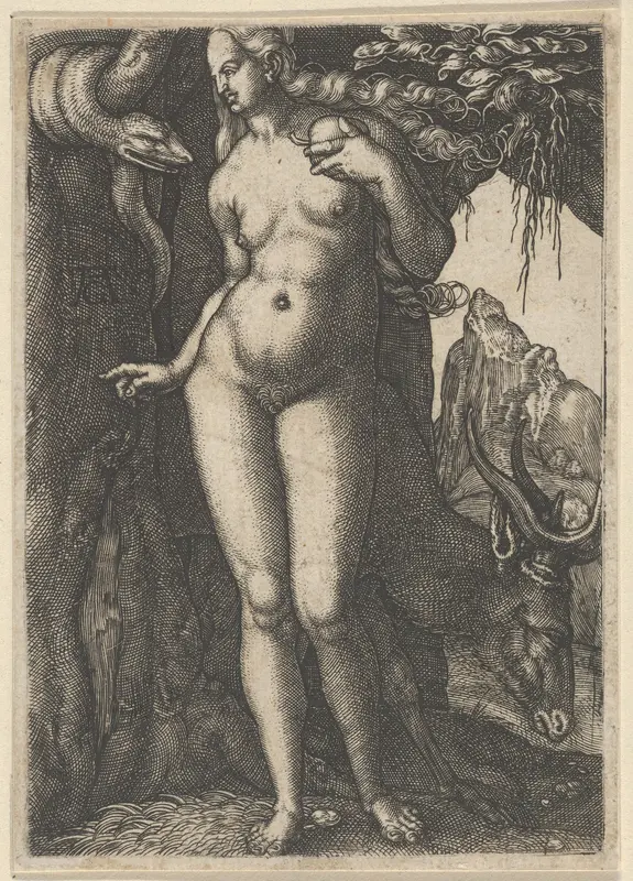 Eve with a Stag Wall Art by Heinrich Aldegrever - High-Resolution Digital Print