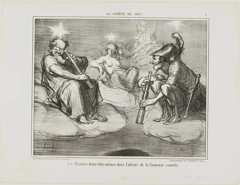 Even the Planets are Watching with Interest the Arrival of the Famous Comet, plate 9 from La Cométe De 1857