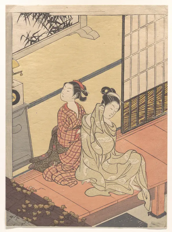 Evening Chime of the Clock (Tokei no banshō), from the series “Eight Parlor Views” (Zashiki hakkei)