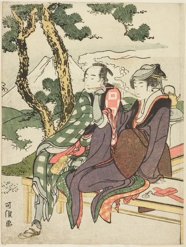 Evening Glow for Date no Yosaku and Seki no Koman, from the untitled series known as "Eight Views of Tragic Lovers (Michiyuki hakkei)"