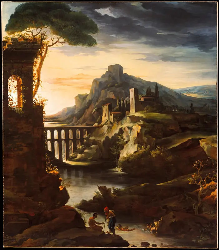 Evening: Landscape with an Aqueduct Wall Art by Théodore Géricault - High-Resolution Digital Print