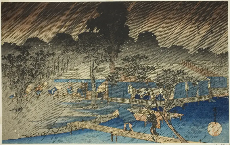 Evening Shower at the Bank of Tadasu River (Tadasugawara no yudachi), from the series "Famous Places in Kyoto (Kyoto meisho no uchi)"