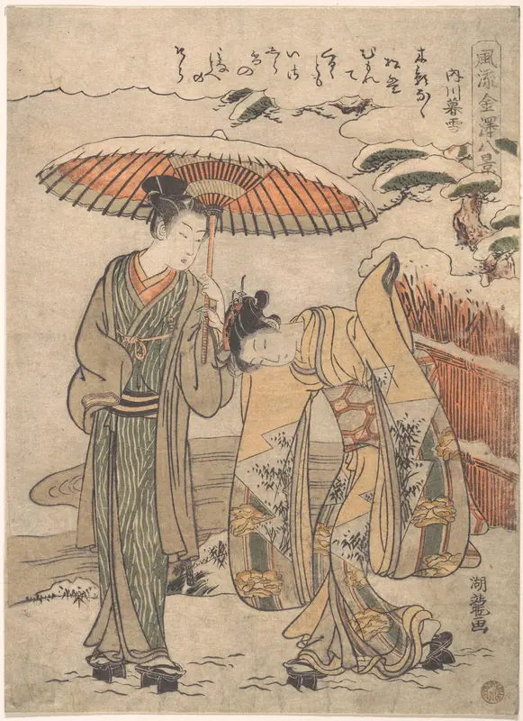 Evening Snow at Uchikawa (Uchikawa no bosetsu), from the series Fashionable Eight Views of Kanazawa