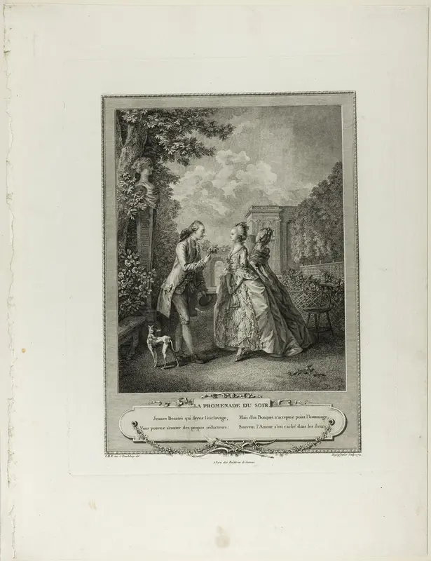 Evening Walk, from Monument du Costume Physique et Moral de la fin du Dix-huitième siècle Wall Art by François Robert Ingouf - High-Resolution Digital Print