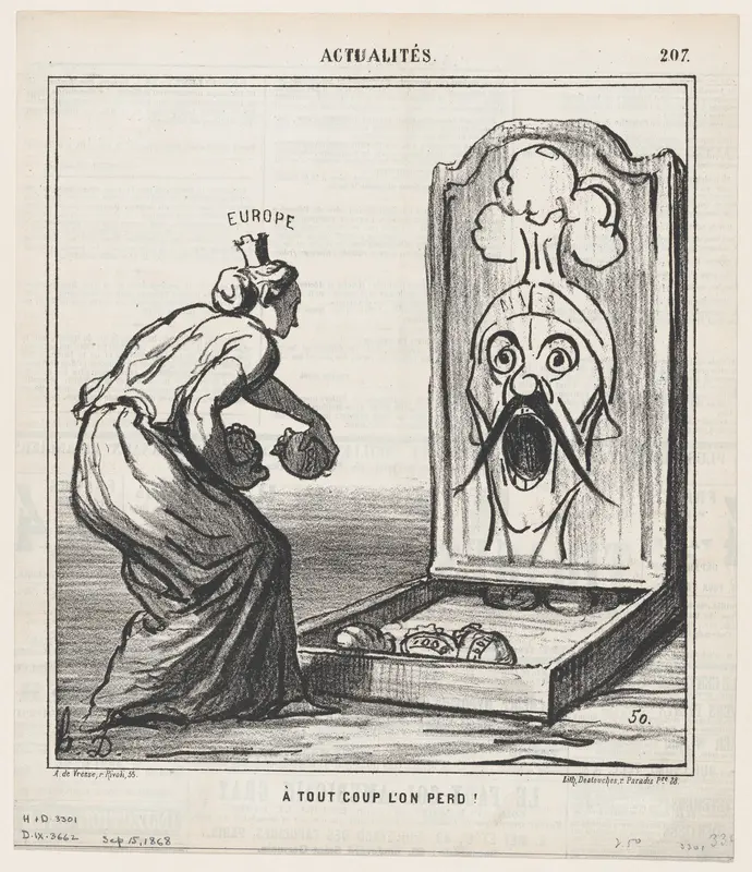 Every toss loses, from "News of the Day" Wall Art by Honoré Daumier - High-Resolution Digital Print
