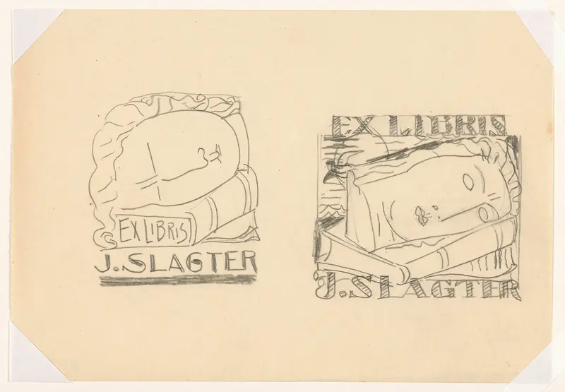 Ex libris voor J. Slagter (ontwerp, twee keer) Wall Art by Leo Gestel - High-Resolution Digital Print