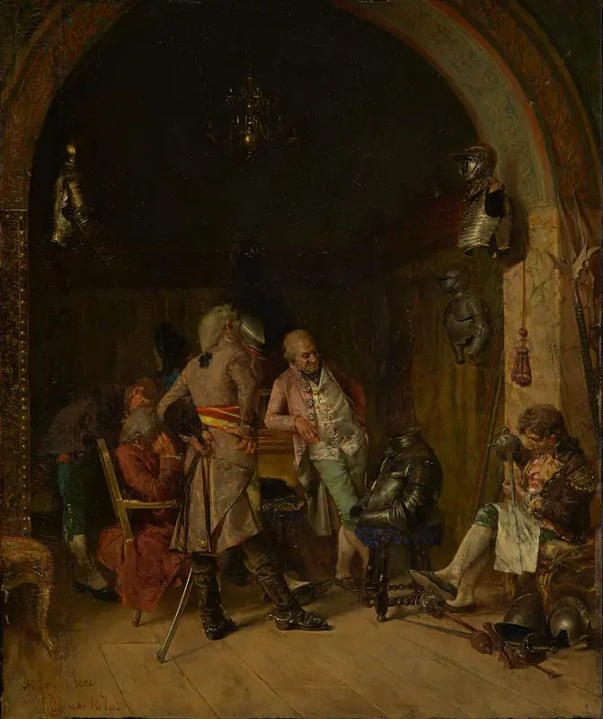 Examining Antique Arms Wall Art by José Villegas y Cordero - High-Resolution Digital Print