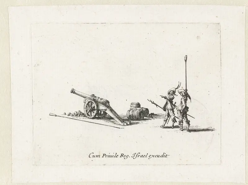Exercities met een kanon: voorbereiding voor het afvuren van een kanon Wall Art by Jacques Callot - High-Resolution Digital Print
