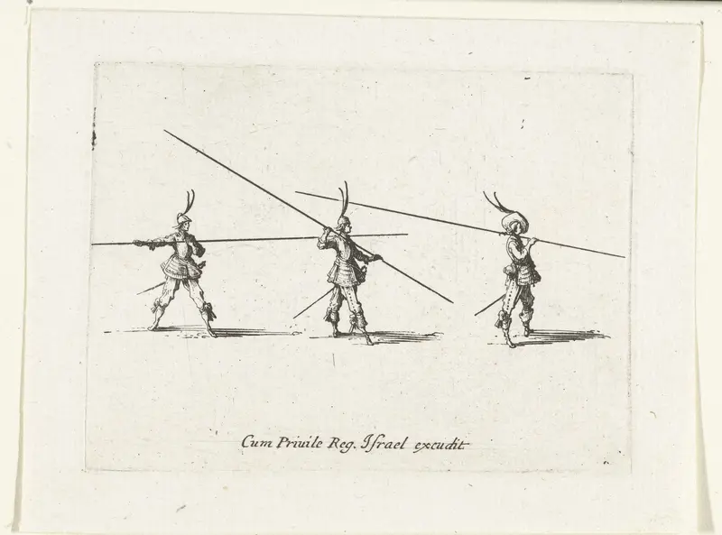 Exercities met een lans in horizontale stand Wall Art by Jacques Callot - High-Resolution Digital Print