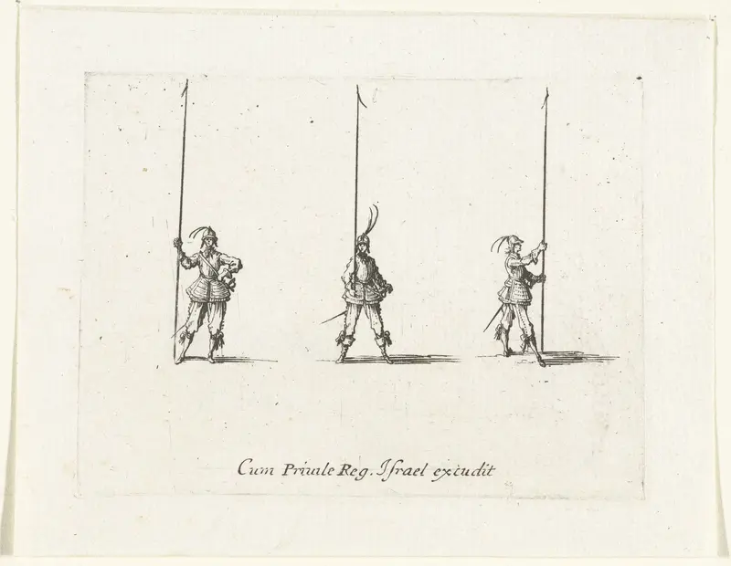 Exercities met een lans in verticale stand Wall Art by Jacques Callot - High-Resolution Digital Print