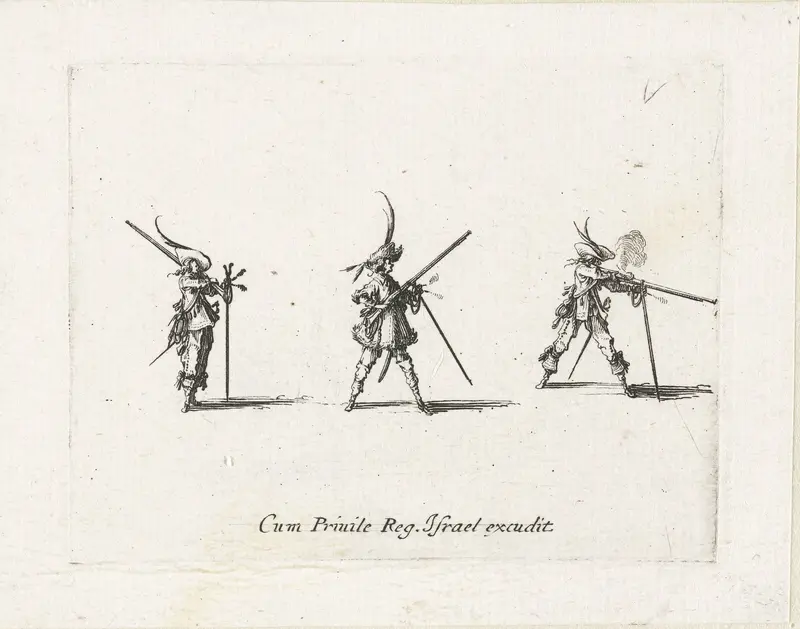 Exercities met een musket: afvuren van een musket Wall Art by Jacques Callot - High-Resolution Digital Print