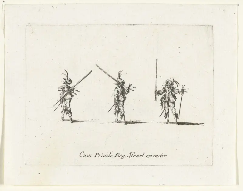 Exercities met een musket: laden van een musket Wall Art by Jacques Callot - High-Resolution Digital Print