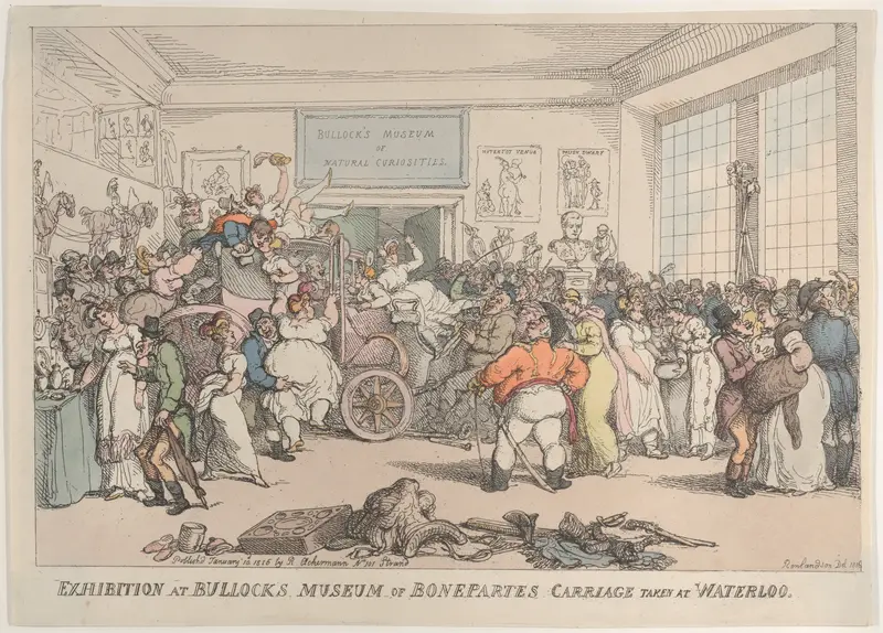 Exhibition at Bullock's Museum of Bonaparte's Carriage Taken at Waterloo Wall Art by Thomas Rowlandson - High-Resolution Digital Print