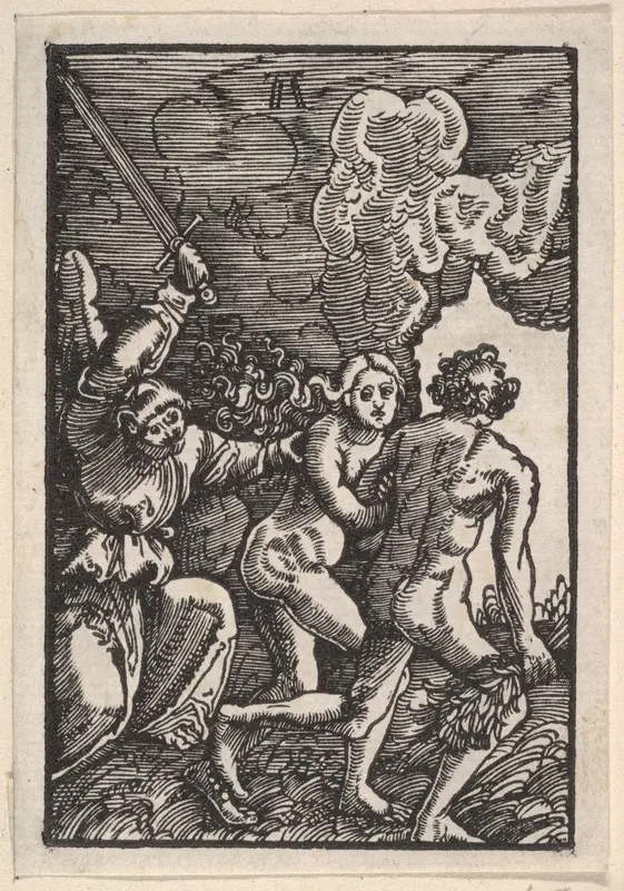 Expulsion from Paradise, from "The Fall and Salvation of Mankind Through the Life and Passion of Christ" Wall Art by Albrecht Altdorfer - High-Resolution Digital Print