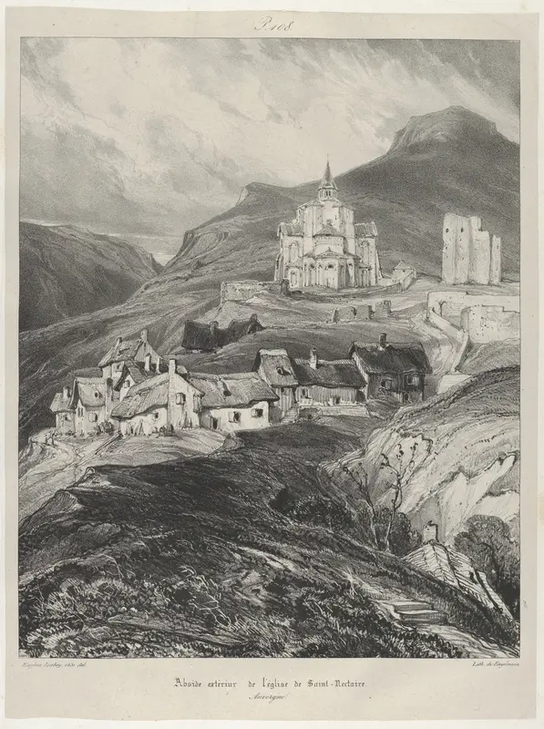 Exterior Apse of Church of Saint-Nectaire Wall Art by Eugène Isabey - High-Resolution Digital Print
