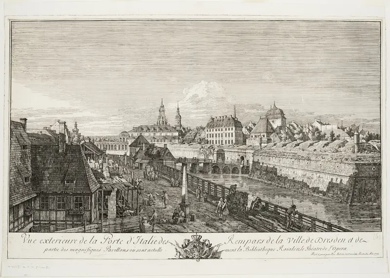 Exterior View of the Italian Gate of the Ramparts of the Town of Dresden