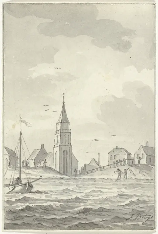 Extreem hoge waterstand bij Scheveningen, december 1790 Wall Art by Jacobus Buys - High-Resolution Digital Print