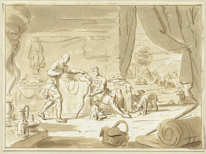Ezau verkoopt zijn eerstgeboorterecht aan Jakob Wall Art by Cornelis van Noorde - High-Resolution Digital Print