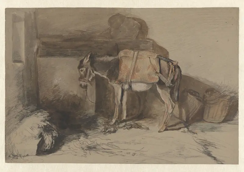 Ezeltje in stal Wall Art by Guillaume Anne van der Brugghen - High-Resolution Digital Print