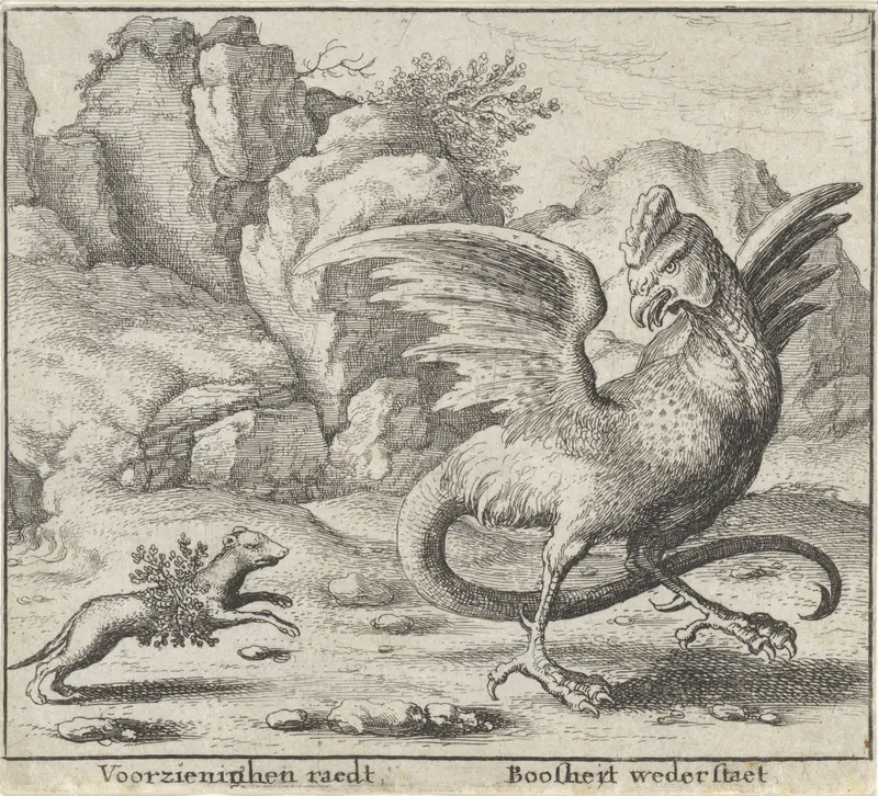 Fabel van de basilisk en de wezel Wall Art by Wenceslaus Hollar - High-Resolution Digital Print