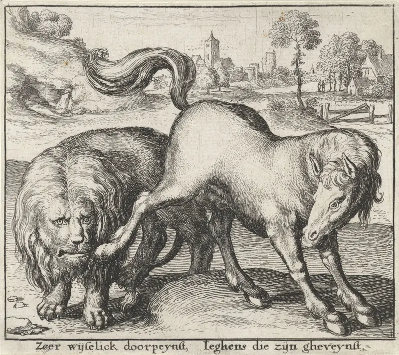 Fabel van de leeuw en de hengst Wall Art by Wenceslaus Hollar - High-Resolution Digital Print