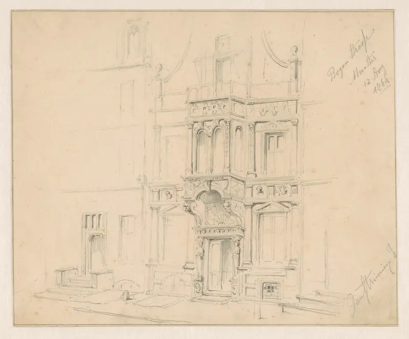 Façade met erker in de Bogenstrasze te Münster