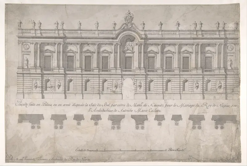Façade of Palace decorated for the Marriage of the King of Naples to the Archduchess of Austria Wall Art by Luigi Vanvitelli - High-Resolution Digital Print
