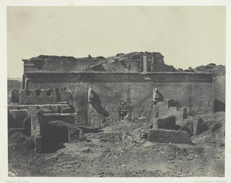 Façade Postérieure, Grand Temple de Dendérah (Teutyres), Haute Egypte, plate 18 from the album "Egypte, Nubie, Palestine et Syrie" (1852)