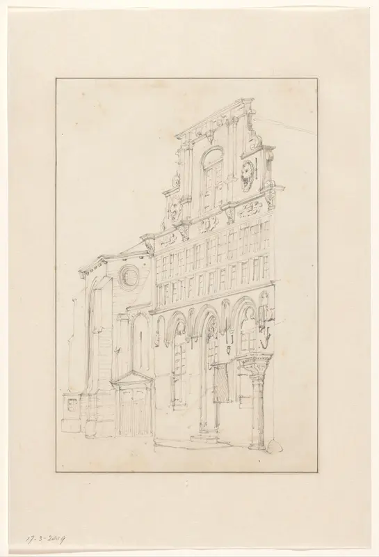 Façade van het raadhuis te Woerden Wall Art by Cornelis Springer - High-Resolution Digital Print