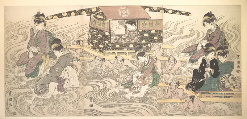 Fair Travellers Fording the River Oi