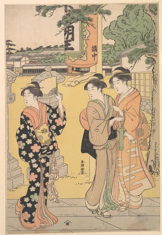 Fair Visitors in the Compound of a Buddhist Temple