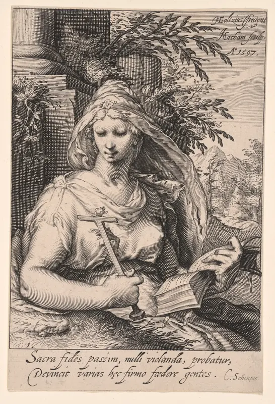 Faith, from The Seven Virtues Wall Art by Jacob Matham - High-Resolution Digital Print