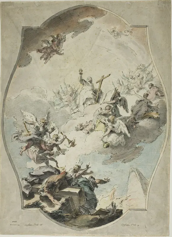 Faith Overcoming Heresy (recto); Tracing after Faith Overcoming Heresy (verso) Wall Art by Pietro Antonio Novelli - High-Resolution Digital Print