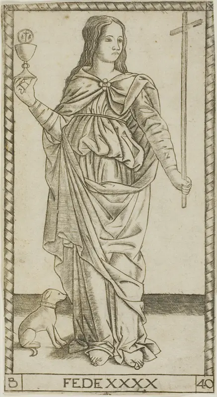 Faith, plate 40 from Genii and Virtues Wall Art by Master of the S-Series Tarocchi - High-Resolution Digital Print