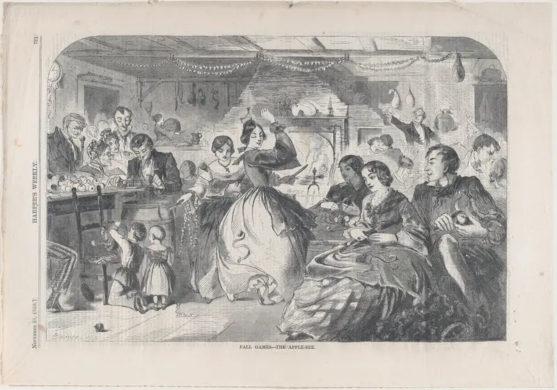 Fall Games – The Apple Bee (from "Harper's Weekly," Vol. III) Wall Art by Winslow Homer - High-Resolution Digital Print